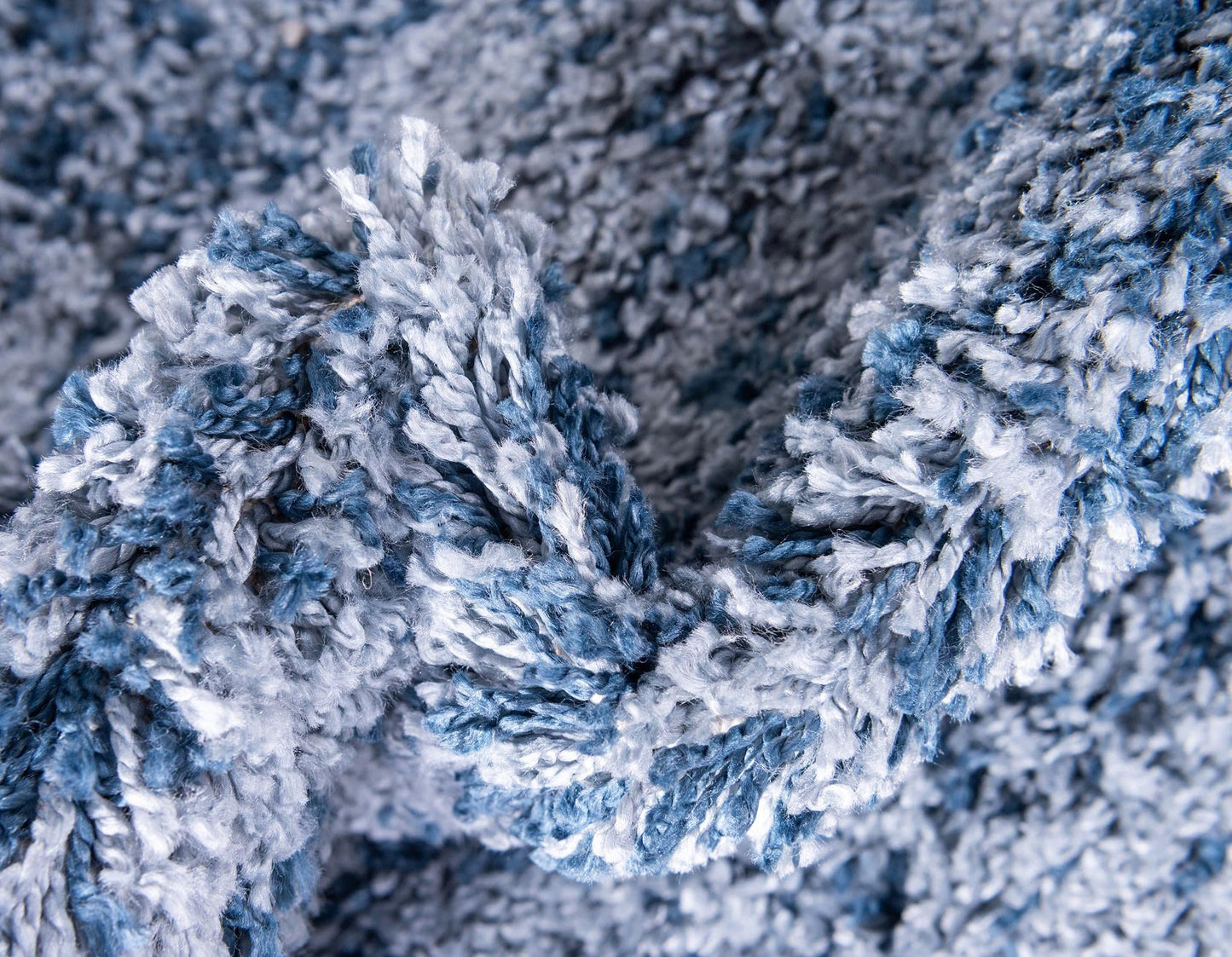 Rugs.com Athena Shag Collection Rug – 8' Square Blue Shag Rug Perfect for Living Rooms, Kitchens, Entryways