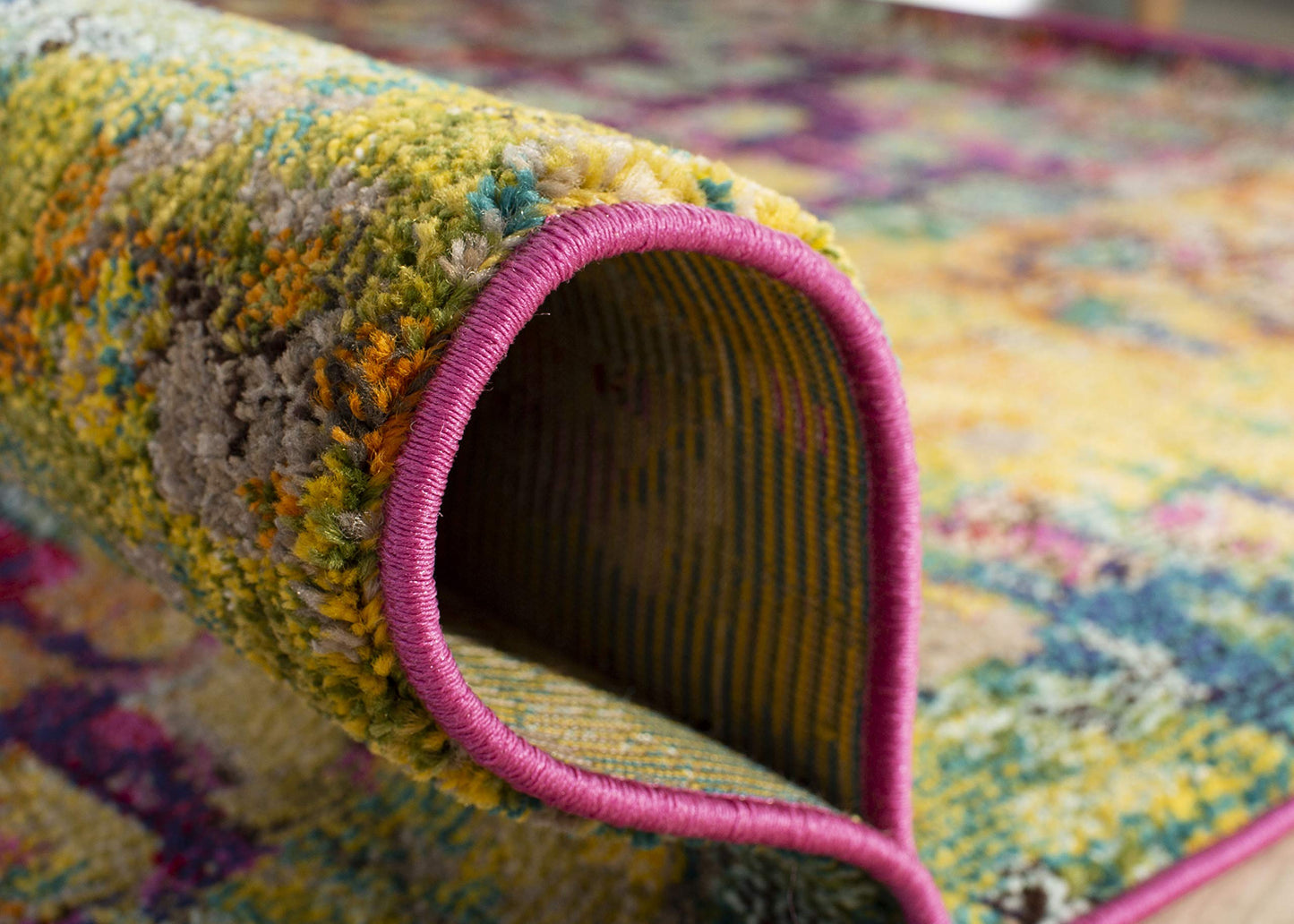 SAFAVIEH Monaco Collection Area Rug - 8' x 10', Pink & Multi, Boho Chic Abstract Watercolor Design, Non-Shedding & Easy Care, Ideal for High Traffic Areas in Living Room, Bedroom (MNC225D)