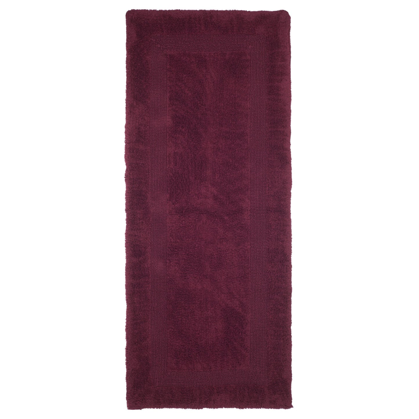 Lavish Home Reversible Long Bath Mat - 60x24-Inch Plush Cotton Bathroom Runner - Machine Washable Bath Mats for Bathroom, Kitchen, or Laundry Room (Burgundy)