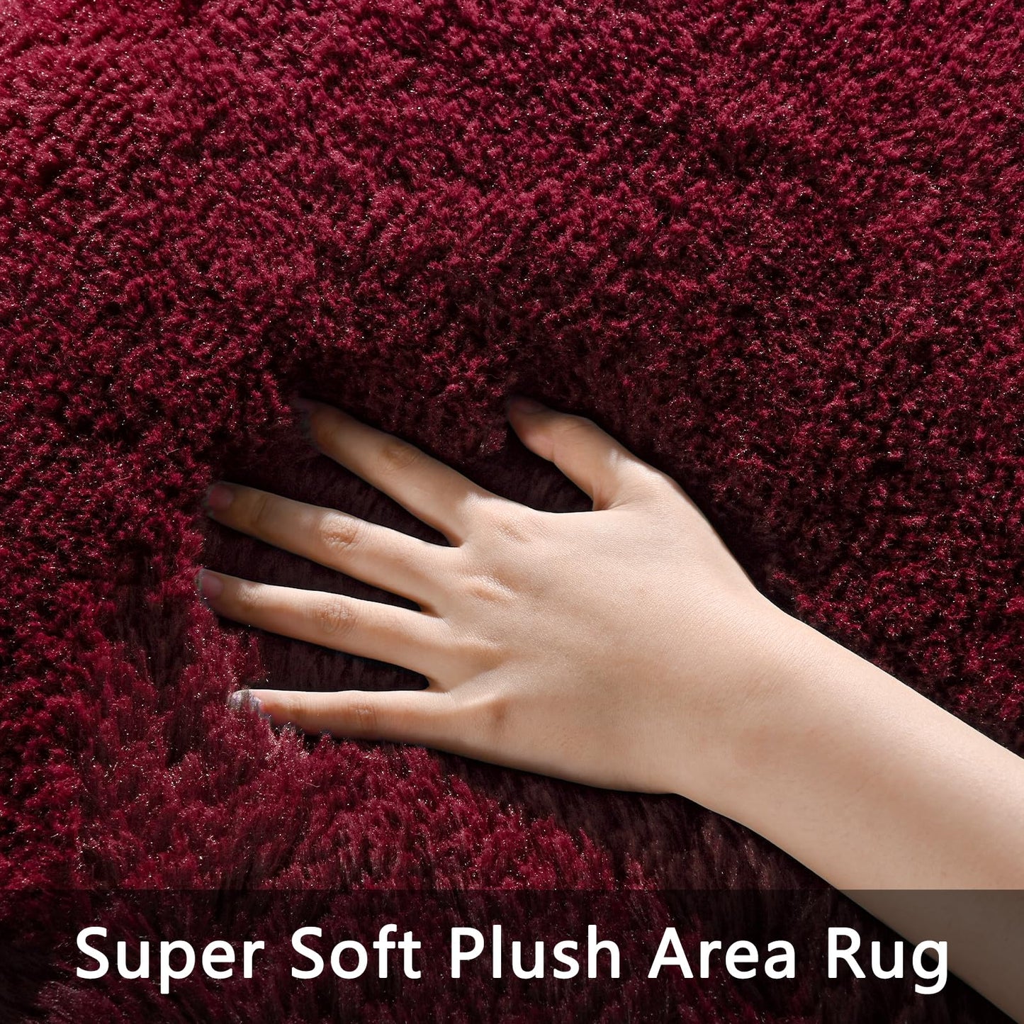 Pettop Fluffy Burgundy Rug for Bedroom Living Room, 3x5 Feet Super Soft Shaggy Plush Fuzzy Rugs for Girls Kids Boys, Non-Slip and Washable Rug for Nursery Classroom, Carpet for Rooms Decor