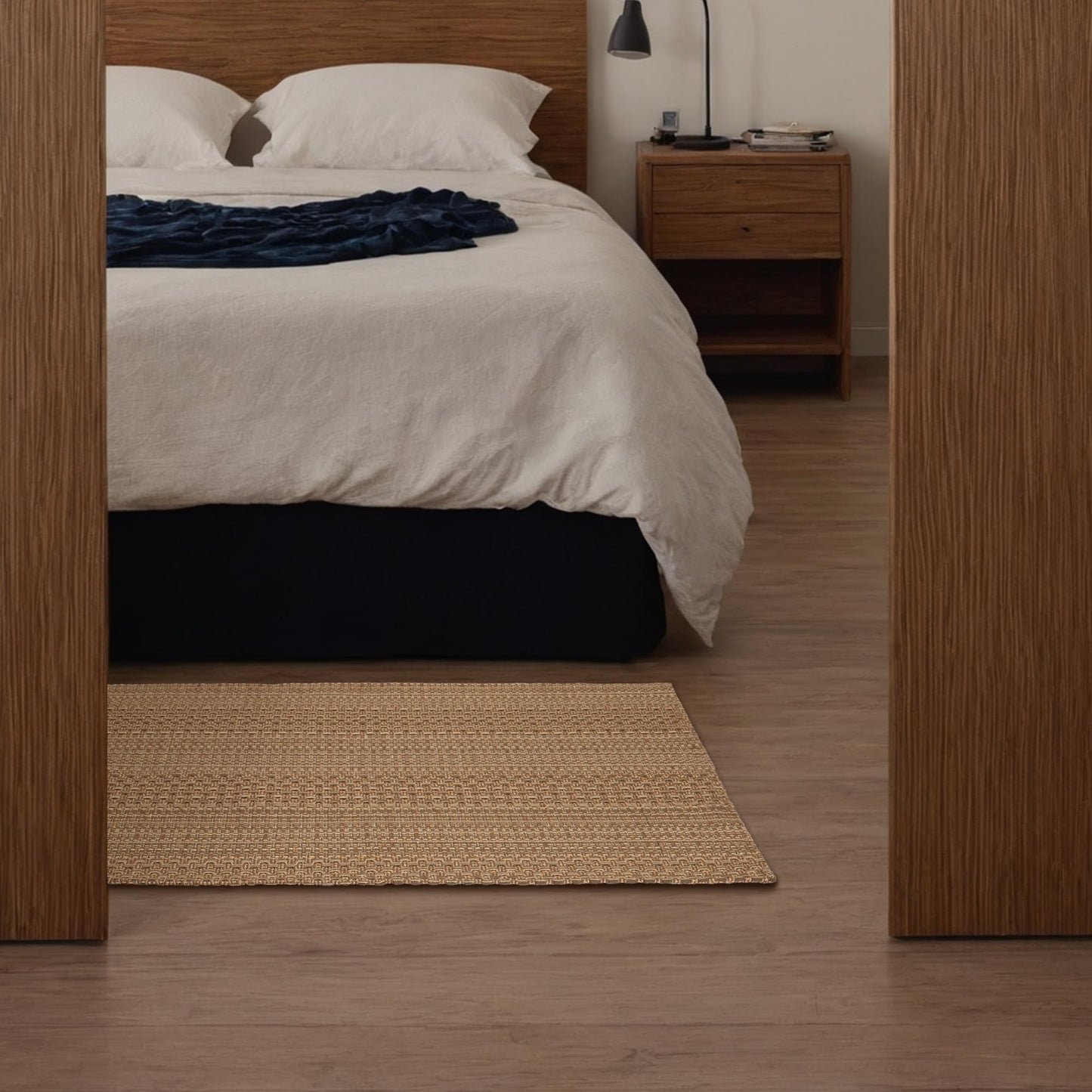 MatEssenz 2x6 Washable Runner Rug, Textured Natural Woven Low-Profile Hallway Runner with Non-Slip Backing, Neutral Brown, for Kitchen, Laundry Room, Entryway