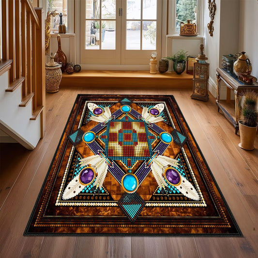 Rustic Southwestern Area Rug 3x5 Rugs for Bedroom,South Western Aztec Tribal Native American,Washable Throw Carpet Indoor Door Mat Vintage Entryway Rug Non Slip Floor Carpets for Bedside,Living Room