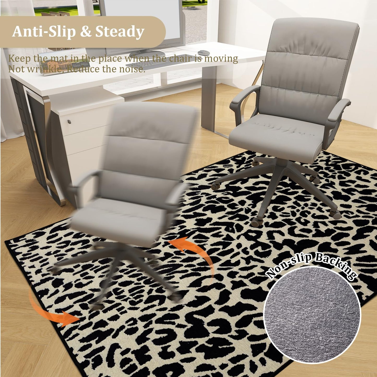 Office Chair Mat for Hardwood Floor, 48"x36" Easy Glide Computer Desk Mat Protector for Rolling Chair Under Desk Rug Nonslip Backing, Machine Wash, (Modern)