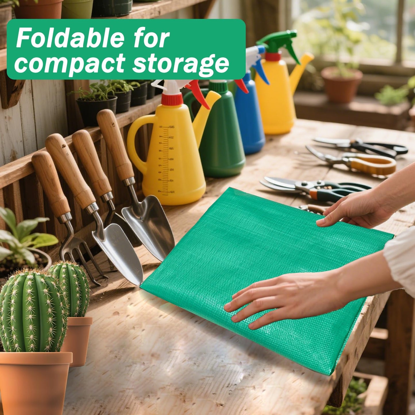 59'' x 59'' Extra Large Plant Repotting Mat, Thickened Foldable Repotting Mat for Indoor Plants, Transplanting Houseplants, Pot Out, Mix Soil and Mess Control, Gardening Gifts for Plant Lover(Green)