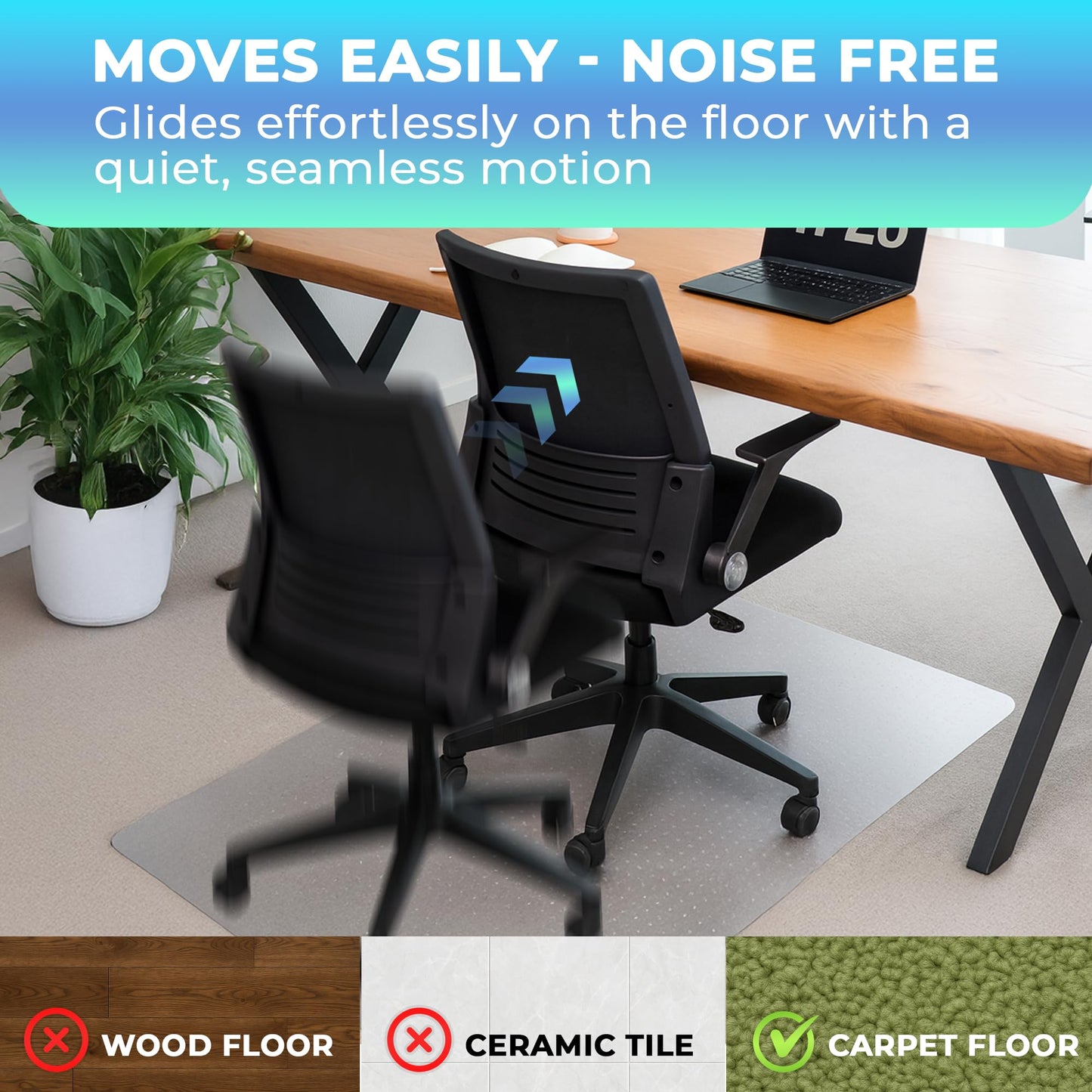 Chair Mat for Carpet 30x48 Inch Office Desk Floor Protector, Computer Chair Mat for Carpet, Durable Carpet Protector Mat, Anti Slip Office Chair Mat Carpet, Chair Mat for Hardwood Floor (Carpet-Floor)