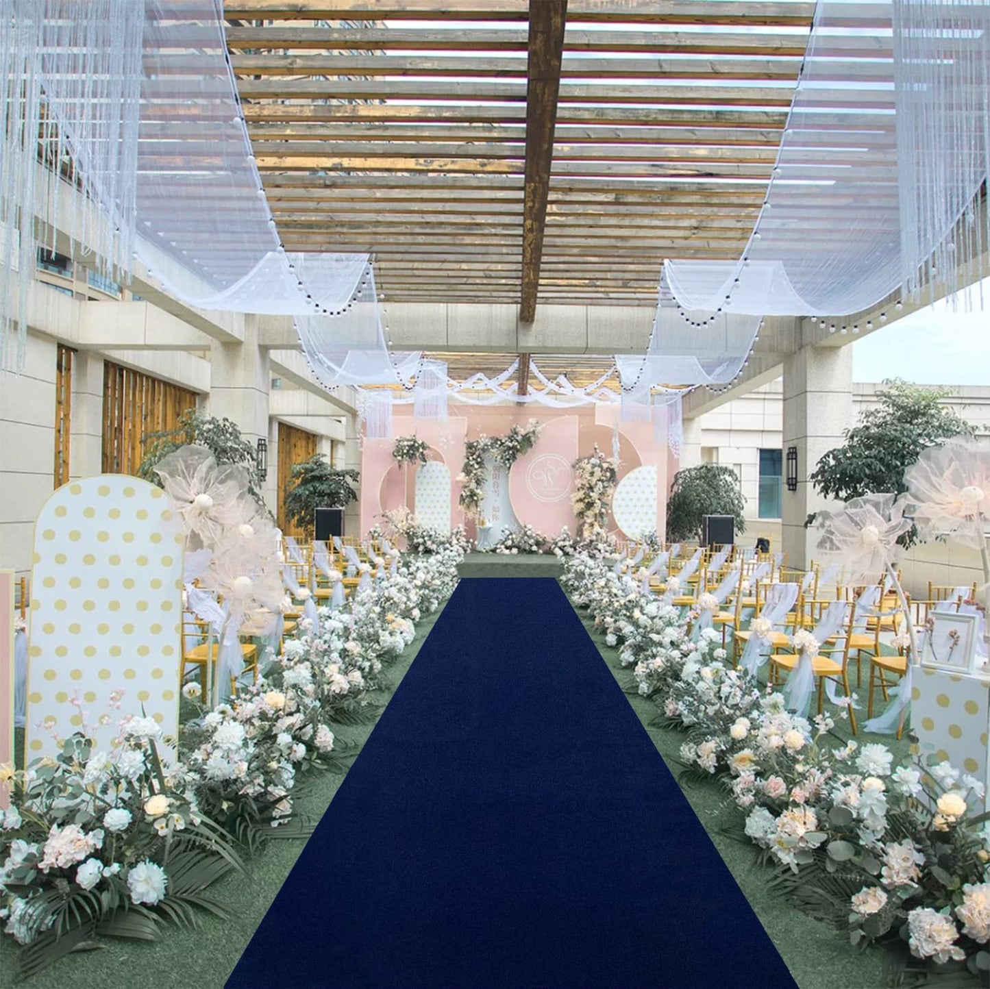 FUHSY Wedding Aisle Runner Navy Blue Aisle Runner 2FTx15FT Aisle Runners for Wedding Ceremony Outdoor Runway Carpet Outside Wedding Aisle Bridal Runner for Birthday Party Prom Events