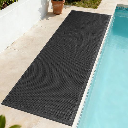 QiCaiJia Front Door Mat 24''x71'', Drainage Heavy Duty Dirt Trapping Non-Slip Doormats, Outdoor Rubber Floor Mats, Restaurant Commercial Kitchen Industral Pool Entrance Bar Wet Area, Black