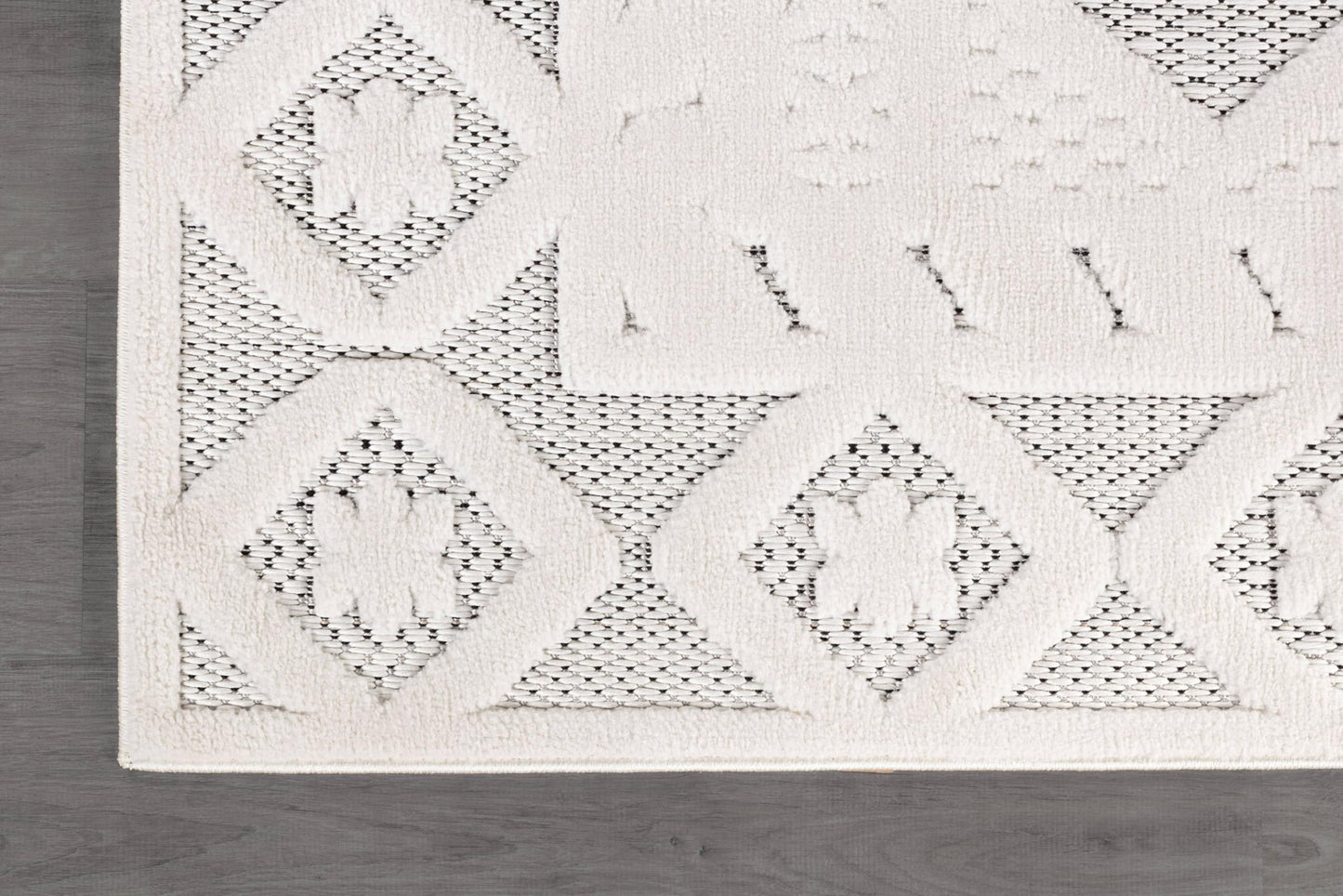 Luul Home Modern Micro Loop Indoor Area Rugs for Living Room Bedroom Kitchen Geometric Trellis White 6x9 Luxury Durable Low and High Pile Non-Shedding Stain Resistant Soft Area Carpet 6 x 9