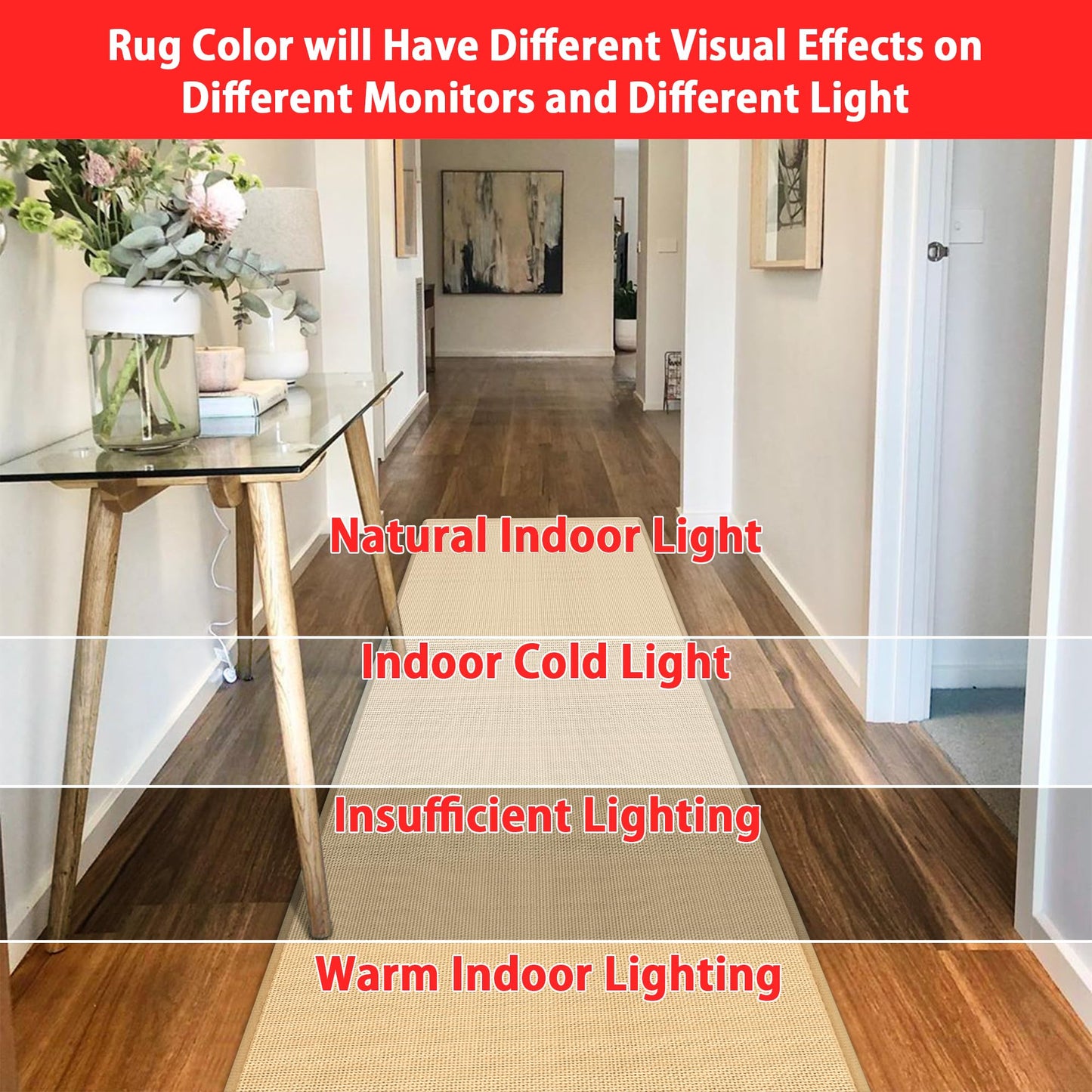 GOYLSER 15 ft Jute Running Rugs for Hallway, Kitchen Rug Runner Non Slip Washable Absorbent Hall Runner Rug, Beige Runner for Kitchen Floor Non Slip