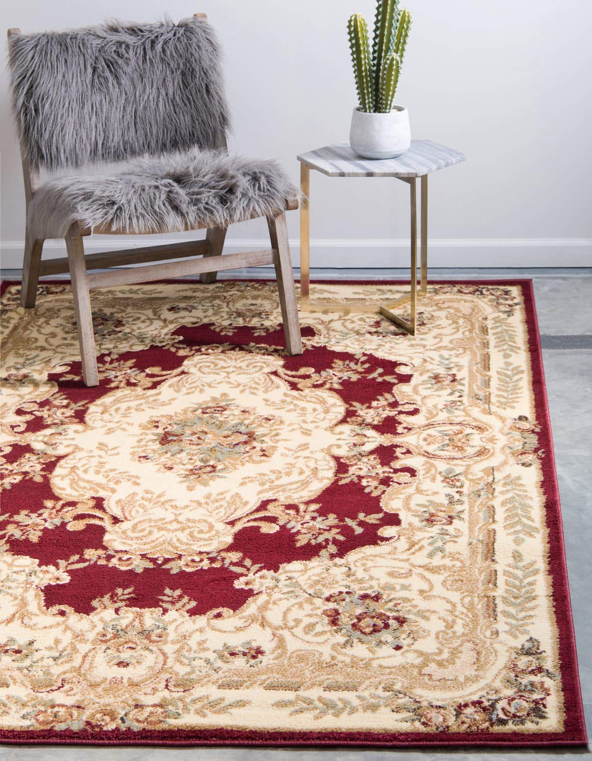 Unique Loom Versailles Collection Traditional Classic Medallion Motif Area Rug (4' 0 x 6' 0 Rectangular, Burgundy/ Ivory)