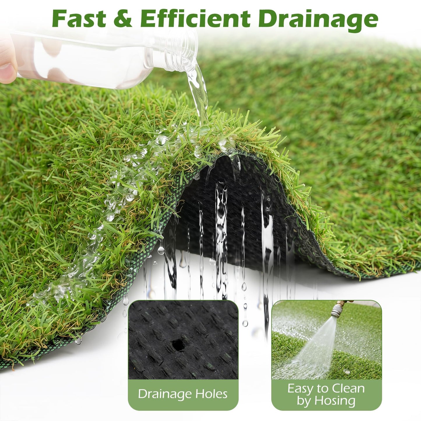 Tangkula 15 FT x 7 FT Artificial Grass Turf, Realistic Indoor Outdoor Garden Lawn Landscape Grass Turf with 0.75" Pile Height & Drainage Holes, Fake Faux Grass Dog Potty Pad for Patio, Lawn, Courtyard