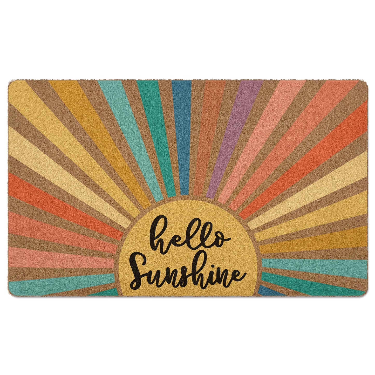 XLDLIOO Boho Sunshine Door Mat, Spring Doormats, Classroom Welcome Mat, Summer Hello Sunshine Welcome Front Door Mat Indoor Outdoor Entrance, Boho Artificial Coir Doormat Rugs for Patio 30x17in