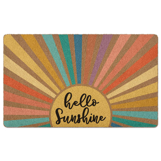 XLDLIOO Boho Sunshine Door Mat, Spring Doormats, Classroom Welcome Mat, Summer Hello Sunshine Welcome Front Door Mat Indoor Outdoor Entrance, Boho Artificial Coir Doormat Rugs for Patio 30x17in