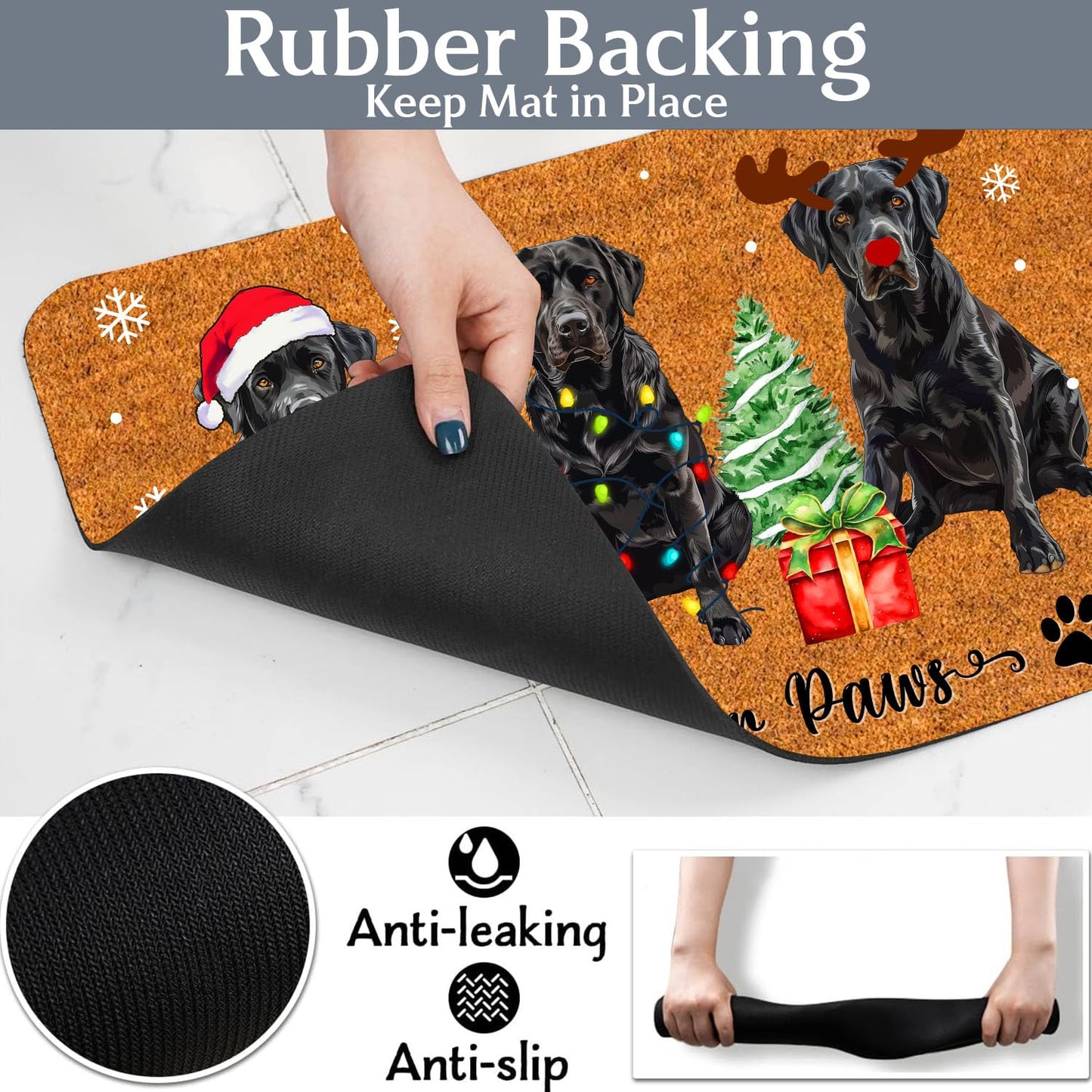 Christmas Golden Retriever Mat, Cute Golden Dogs Doormat, Xmas Festive Dogs Doormat, Welcome Mat Indoor Outdoor Entrance Floor Mat Non Slip, Keepsake Gift for Dog Lover, Pet Owner, Dog Mom, Dad