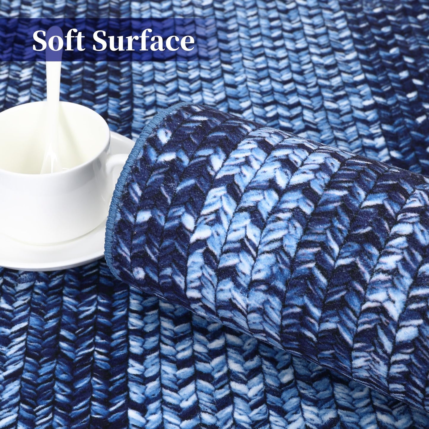 GlowSol 5x7 Area Rugs Washable Rugs Modern Geometric Throw Rug Modern Ombre Braided Rug for Living Room Non Slip Bedroom Rug Non-Shedding Carpet Accent Rug for Dining Room Kids Playroom Office,Navy