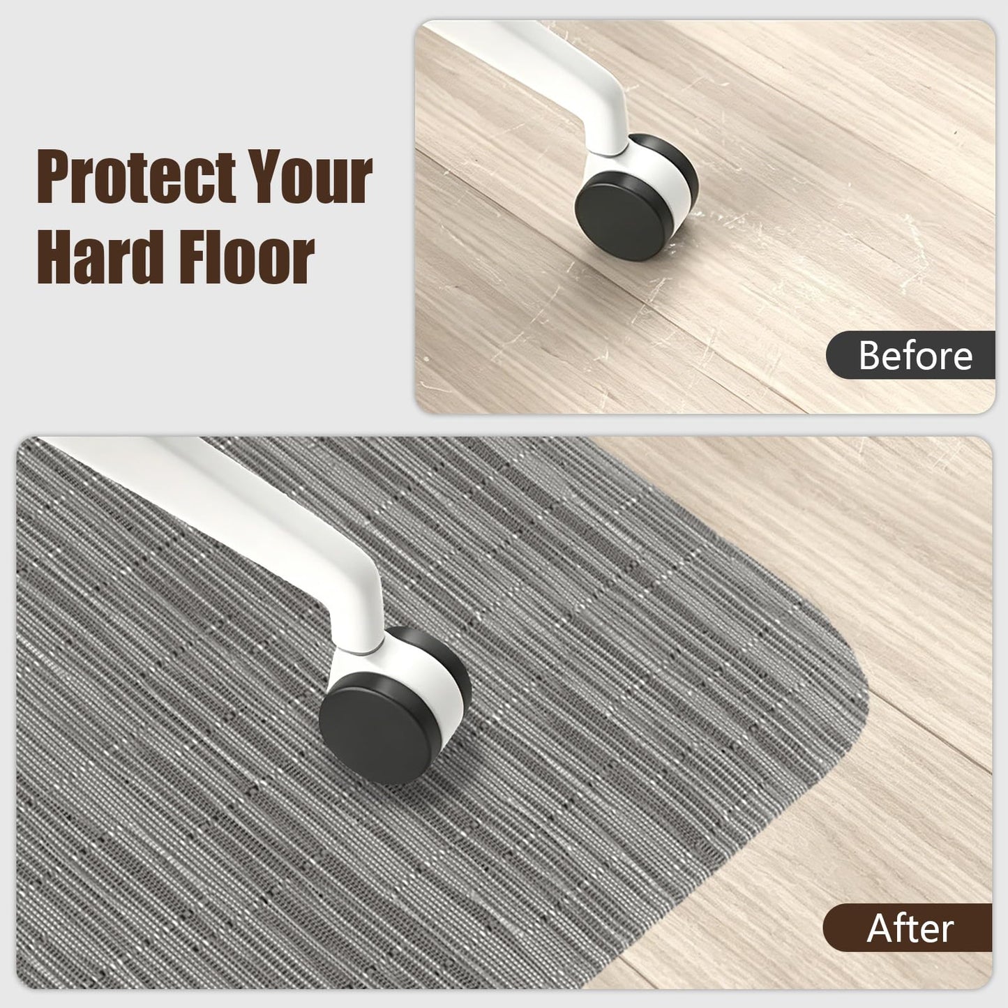 Bsmathom Office Chair Mat for Hardwood Floor, 36" x 48" Desk Computer Chair Mat for Hard Wood and Tile Floor, Anti-Slip Hard Floor Protector Chair Mat, PVC Mat Desk Rug for Office Home, Black Gray