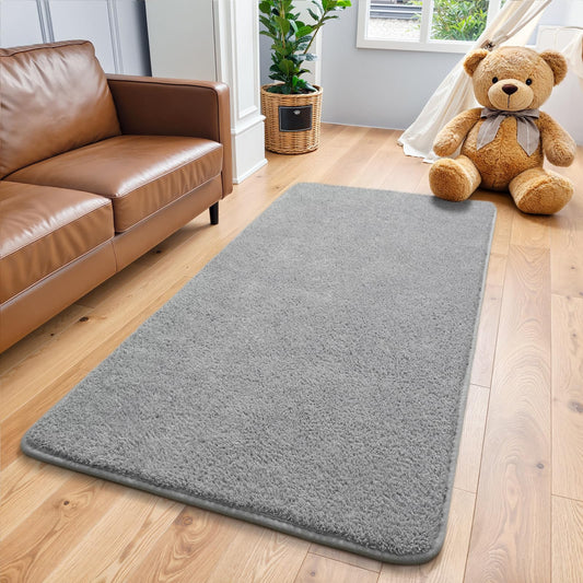Keeko 2x3 Grey Area Rugs for Bedroom Living Room, Soft Modern Indoor Throw Rugs Low Pile Fluffy Small Rug Door Mat Washable Non Slip Entryway Rug Carpet for Nursery Home Kids Room Decor