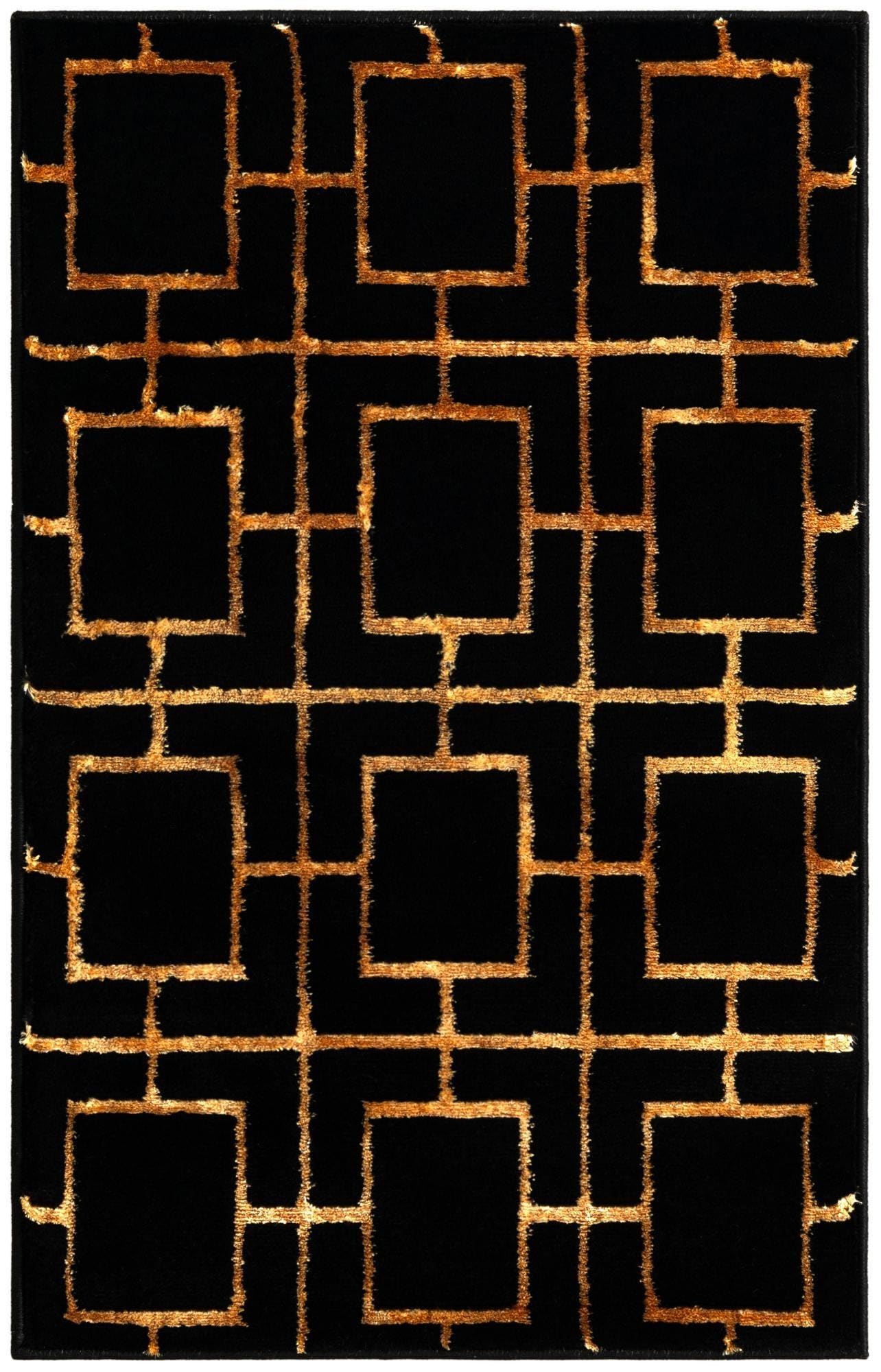 Rugs.com Glam Collection Rug – 2x3 Black and Gold Medium-Pile Rug Perfect for Entryways, Kitchens, Breakfast Nooks, Accent Pieces