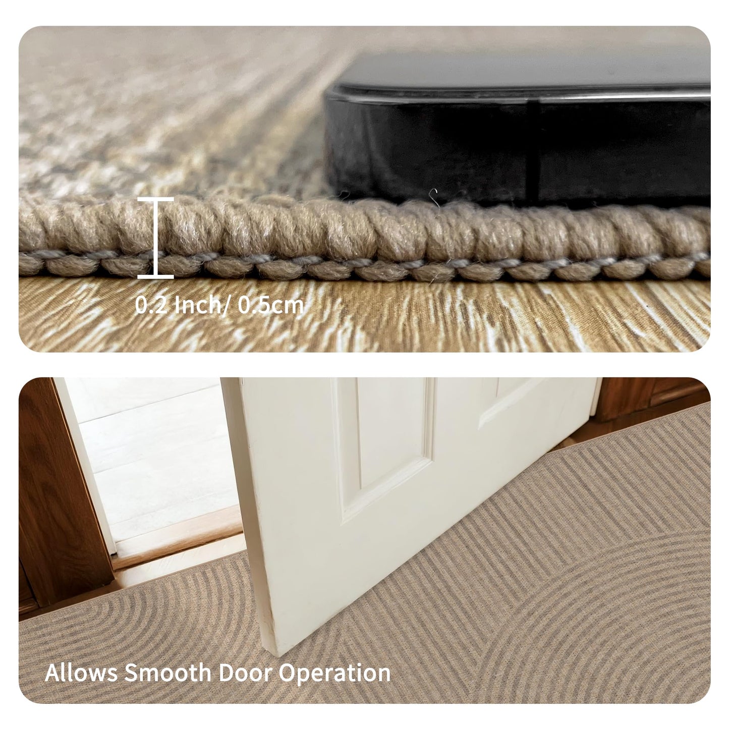 Easy Jute Rug 3x5 Outdoor: Natural Area Rugs for Patio Linen-Look Fabric Durable - Neutral Washable Carpet Mat for Entryway Bedroom Kitchen Non-Slip - Swirl Curved Pattern
