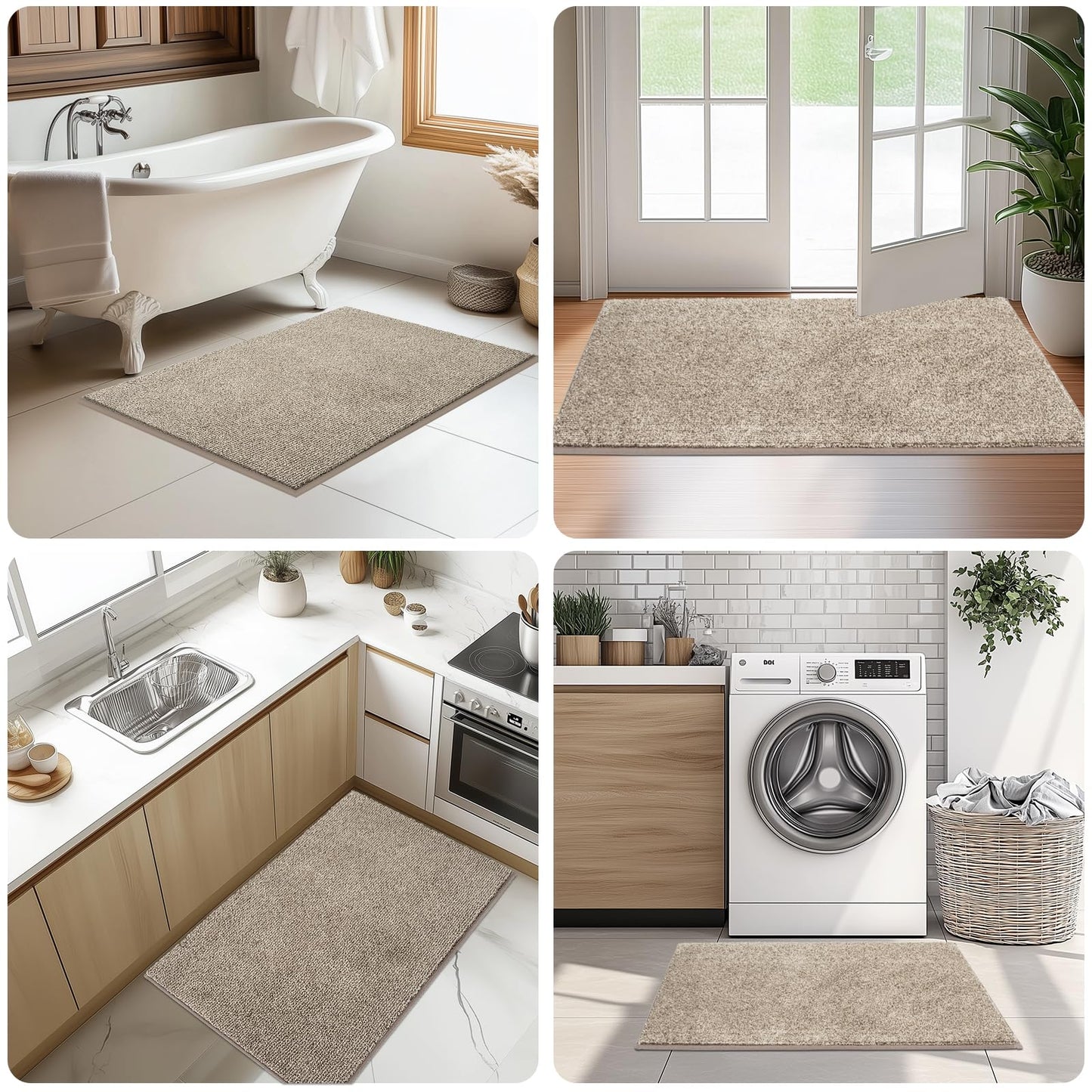 DOMUSTEX Washable Kitchen Rug 24" x 70" Rectangular, Non Slip Absorbent Indoor Entryway Runner Rug for Floor, Laundry, Bathroom, Bedroom (Roll Packing)