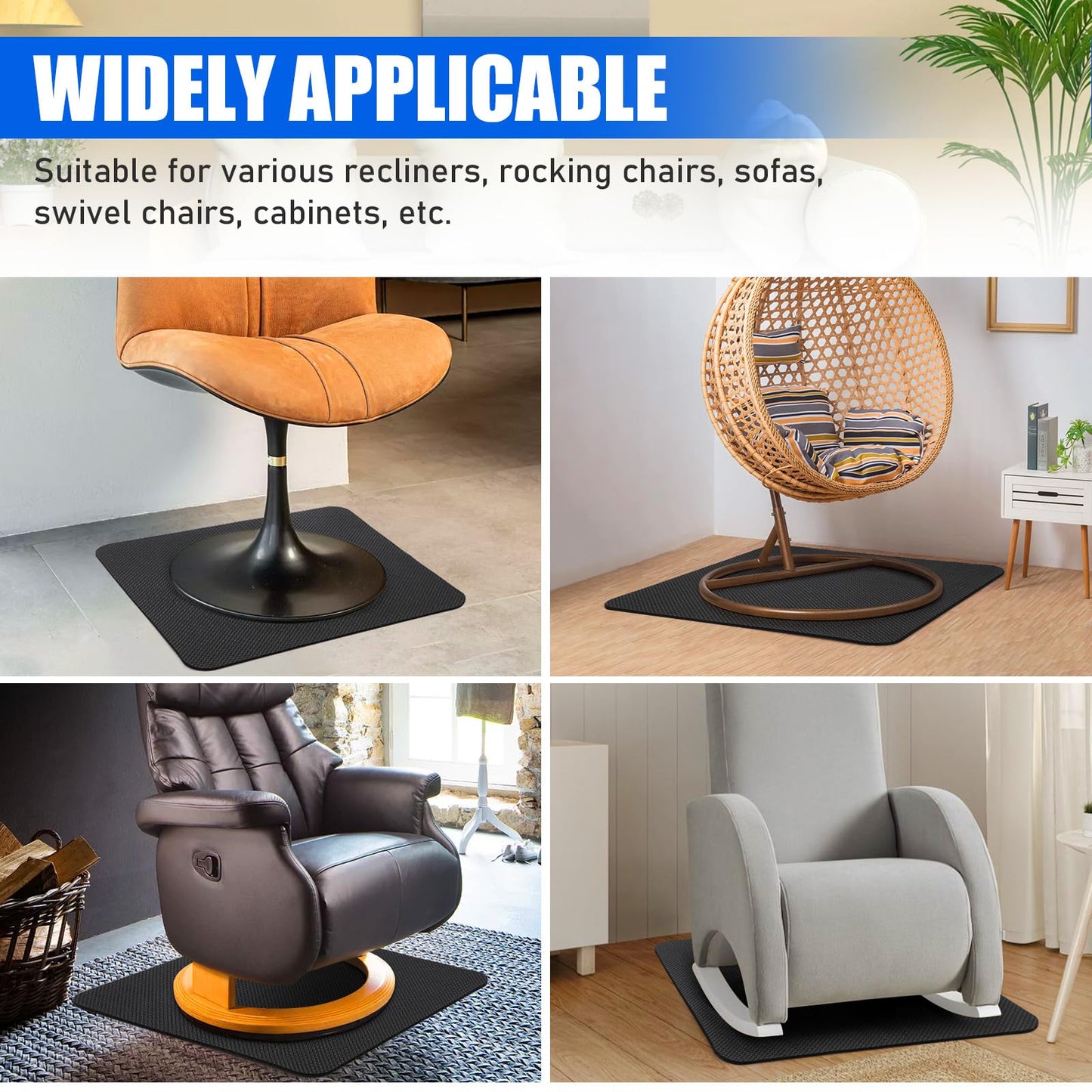 GSDOTZAP Non-Slip Recliner Pad for Hardwood Floors, Premium Recliner Floor Gripper Pad to Keep Furniture from Sliding, Anti Slip Furniture Mat Gripper for Under Recliner Sofa Couches Chairs Carpet