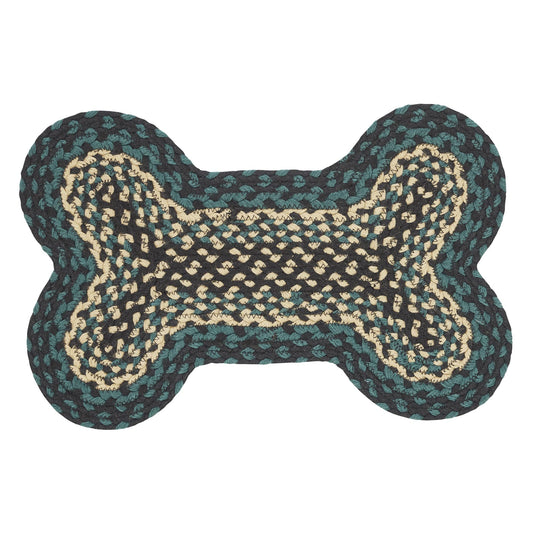 VHC Brands Pine Grove, Bone Shape Indoor-Outdoor Rug, Recycled Polyester, Small, Green, 11.5x17.5