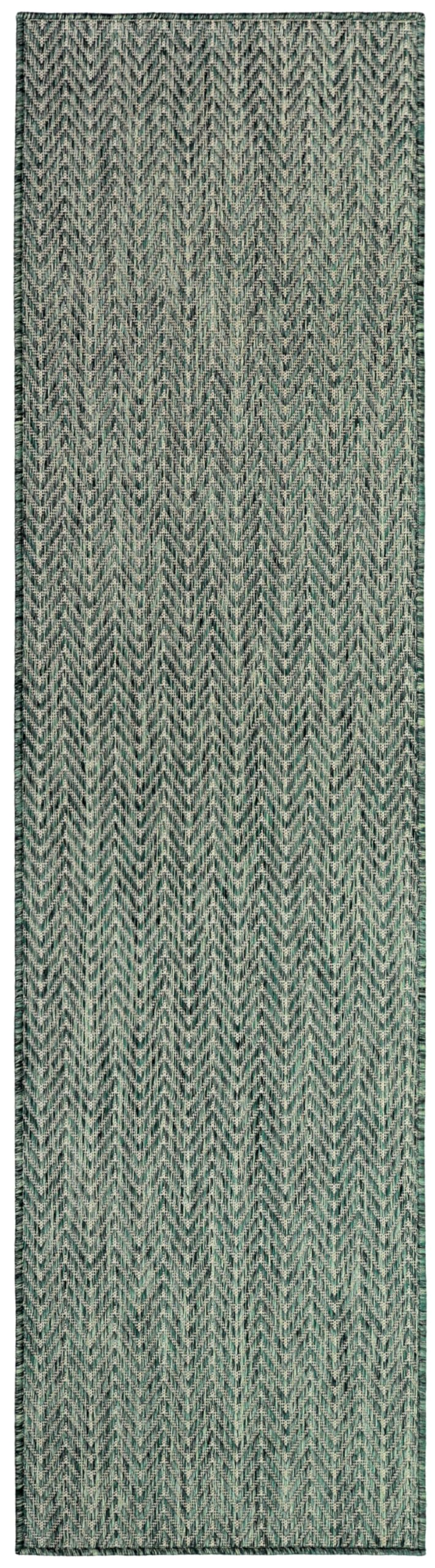 Nourison Home Horizon Indoor/Outdoor Green 2' x 6' Area Rug - Easy Clean, Non Shedding, Bed Room, Living Room, Dining Room, Kitchen (6' Runner)