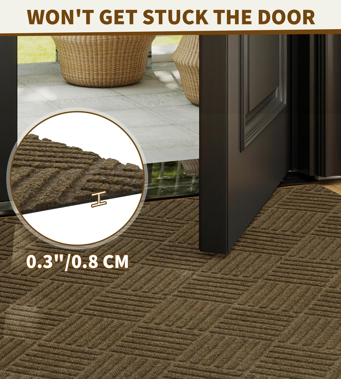 jxgzyy Hallway Runner Rug 2'11" x 9'10", Non-Slip Commercial Outdoor Carpet Runner, Heavy Duty Entrance Floor Mat for Narrow Halls, Patio, Garage and Entryways, Coffee