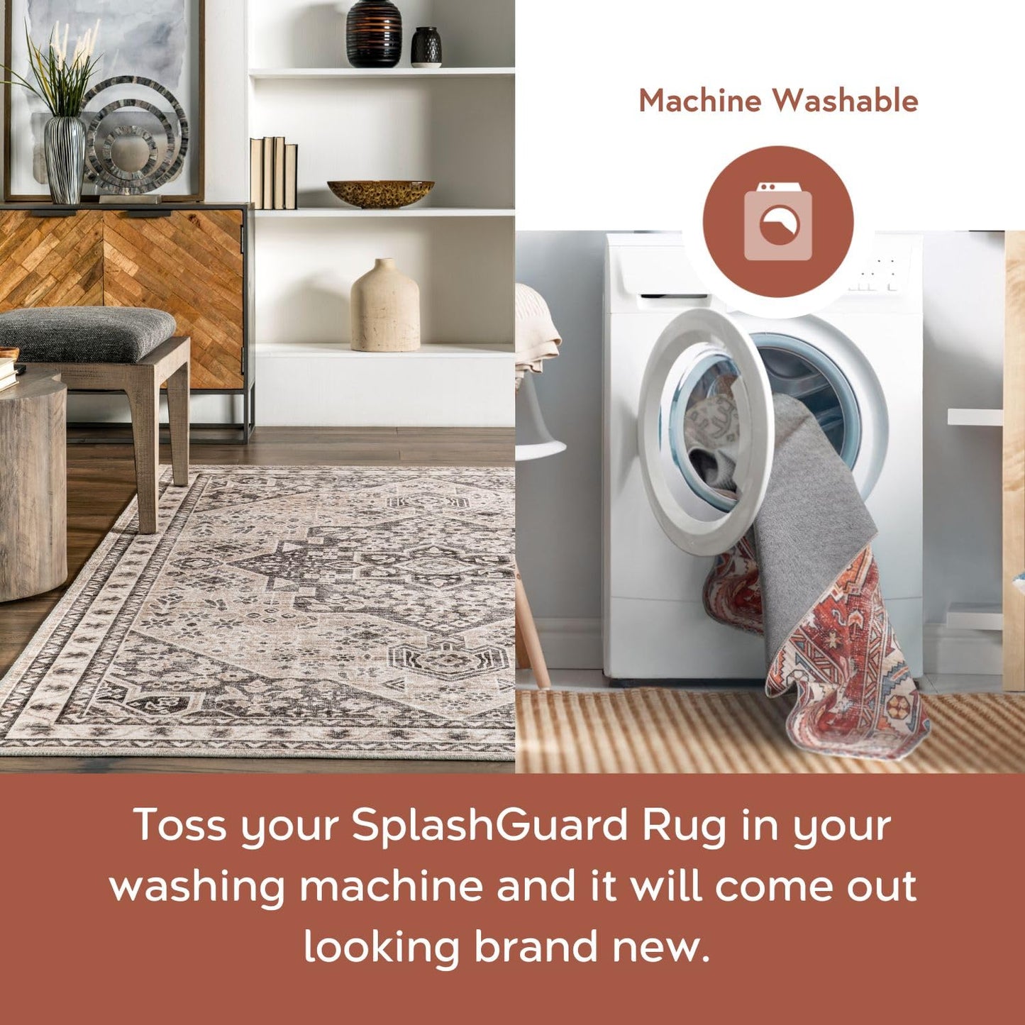 Nuloom Splashguard Eira Taupe/Ivory, 6' x 9', Vintage, Soft and Cozy, High Traffic, Stain Resistant, Easy Clean, Durable, Machine Washable Area Rug for Bedroom, Living Room, Dining, Den, Foyer