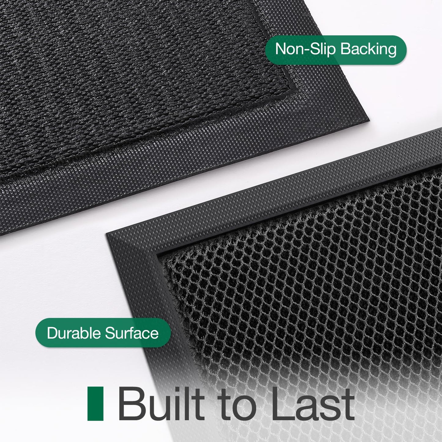 LUMI Front Door Mat for Outside Entrance 17''x30'', Heavy-Duty Dirt-Trapping Doormat with Durable Non-Slip Rubber Backing, Stain & Fade-Resistant Entry Mats, Black