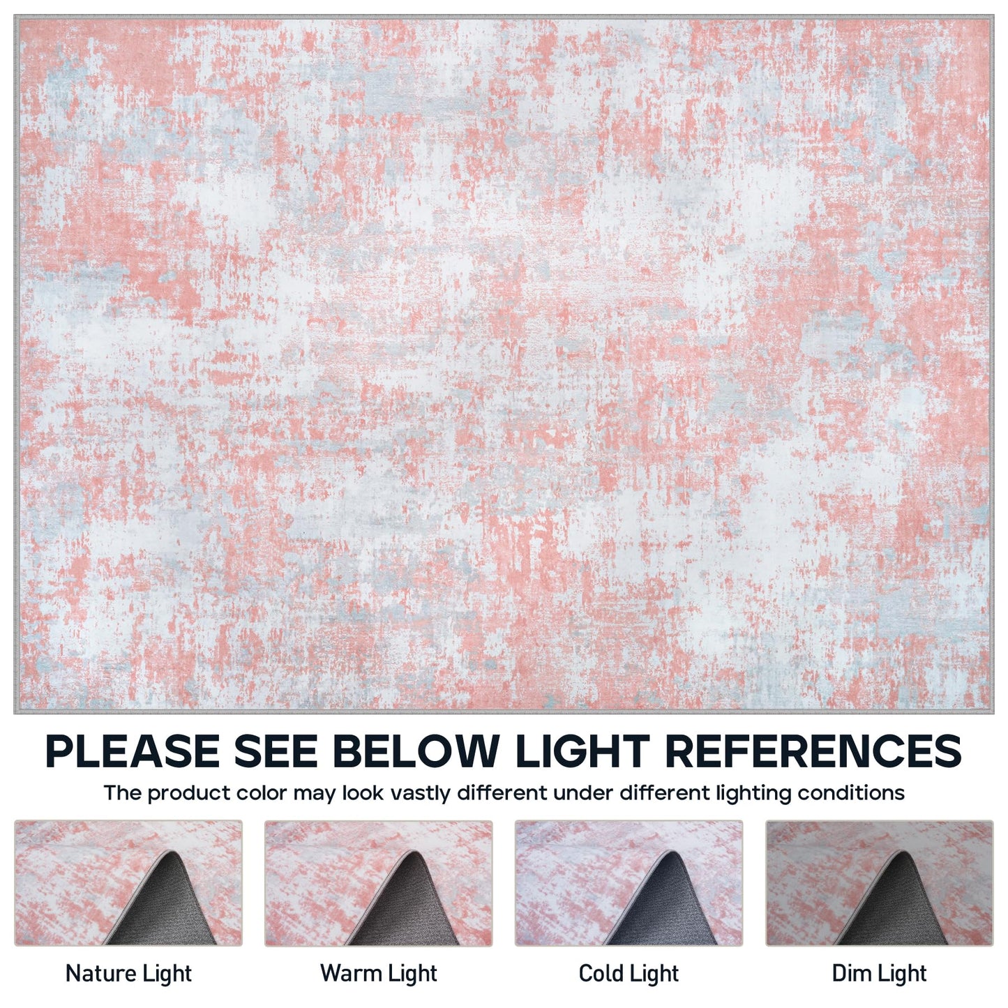 Pink Rug Carpet 8x10 Area Rugs for Bedroom Girls: Washable Modern Rug for Living Room Dining Room Non Slip Low Pile 8 by 10 Indoor Abstract Home Office