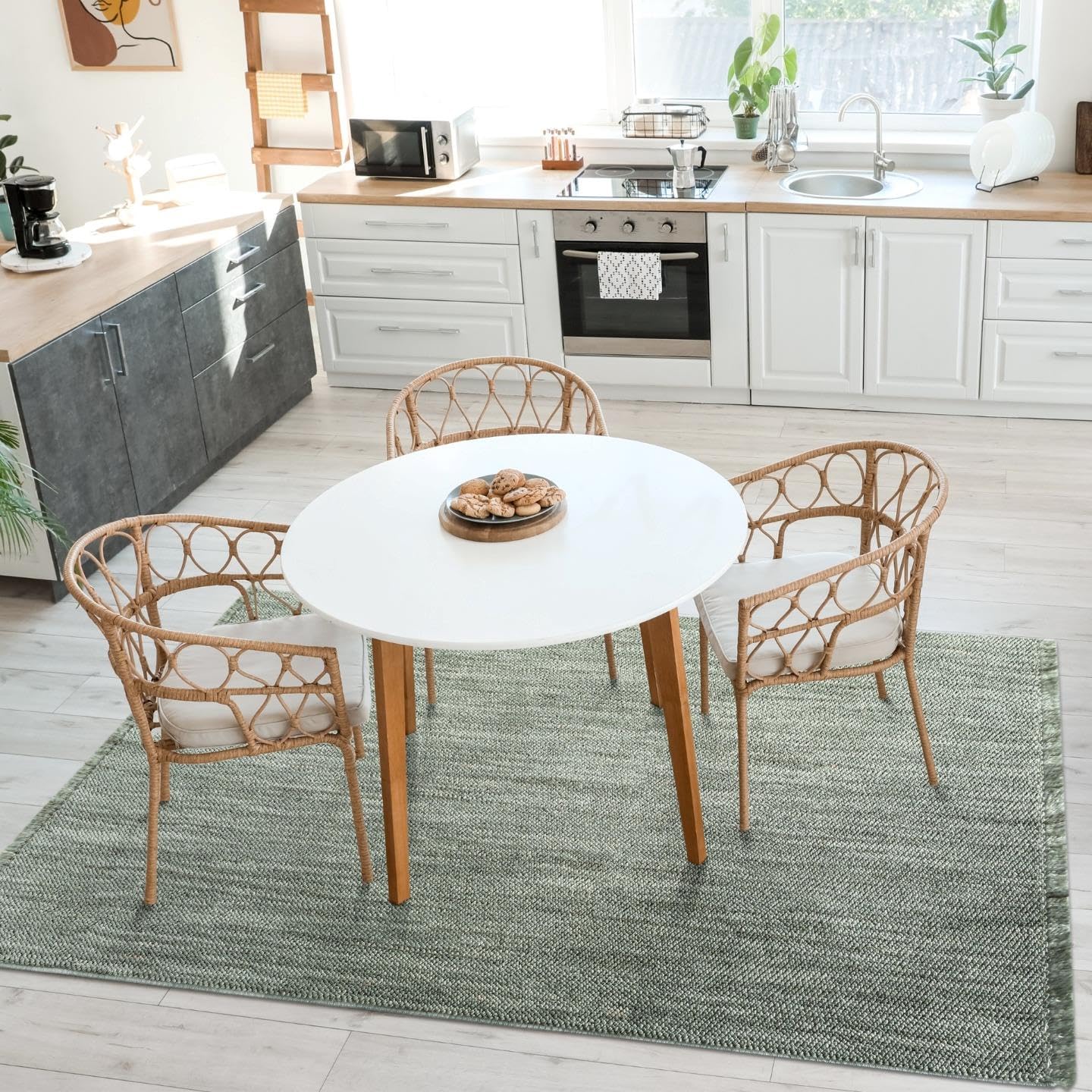 LUXE WEAVERS Solid Machine Woven Green 6x9 Area Rug, Indoor Stain-Resistant Carpet