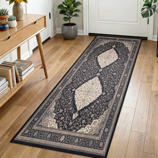 Traditional Floral Runner Rug 2x8ft Vintage Bohemian Long Kitchen Rugs, Traditional Oriental Area Rug Low Pile Non-Slip Runners for Hallways Kitchen Farmhouse Entryway Rugs