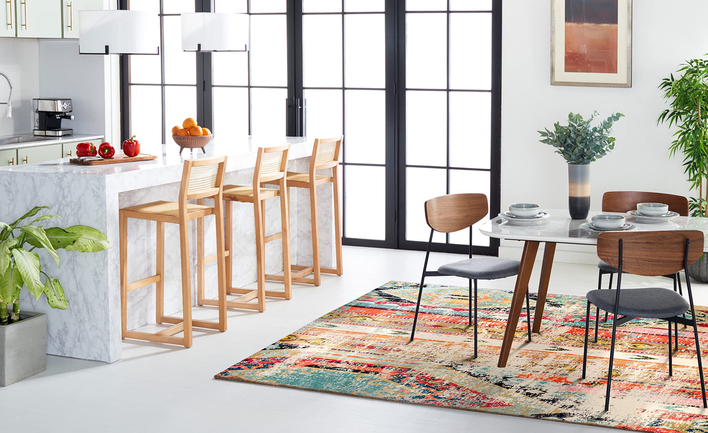 SAFAVIEH Monaco Collection Area Rug - 10' x 14', Multi, Boho Chic Tribal Distressed Design, Non-Shedding & Easy Care, Ideal for High Traffic Areas in Living Room, Bedroom (MNC222F)