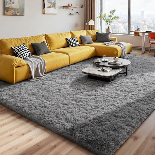 Modern Soft Fluffy Small Shaggy Rug for Bedroom Livingroom Dorm Kids Room Indoor Home Decorative, Non-Slip Plush Furry Fur Area Rugs Comfy Nursery Accent Floor Carpet 5X7 Feet, Smoke Gray