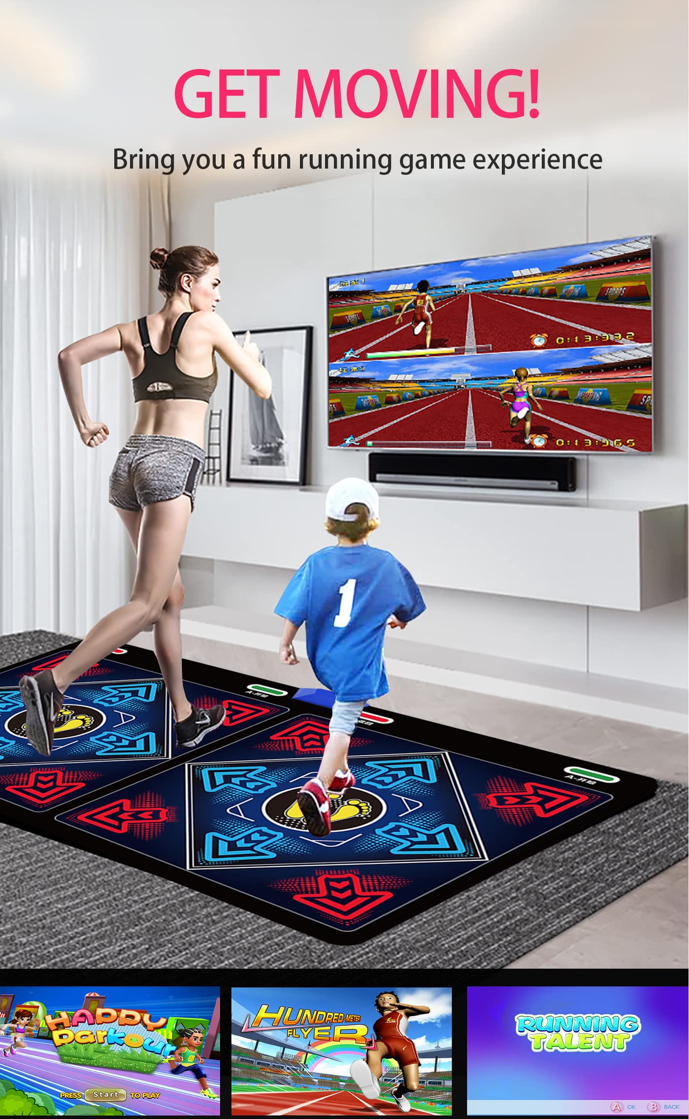 WuZhuangYuan Music Dance Mat for Kids & Adults,Ideal for Fitness Dance Games,64GB Memory Card,899 Games,75 Music Videos,650 Songs.for TV use,Made of Premium Flannel,a Luxurious Gift for Children