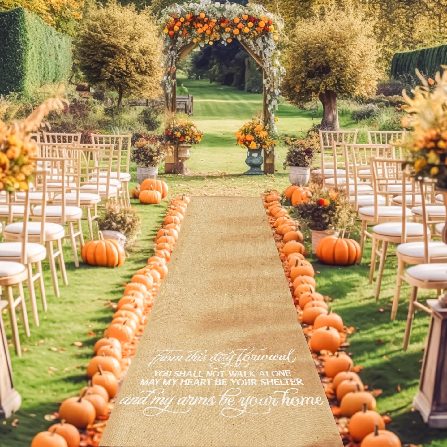 Tudomro 40 Inch x 15 Ft Extra Long Natural Burlap Wedding Aisle Runner Outdoor Jute Burlap Aisle Runner for Wedding Ceremony Rustic Indoor Carpet for Walkway (Stylish Style)