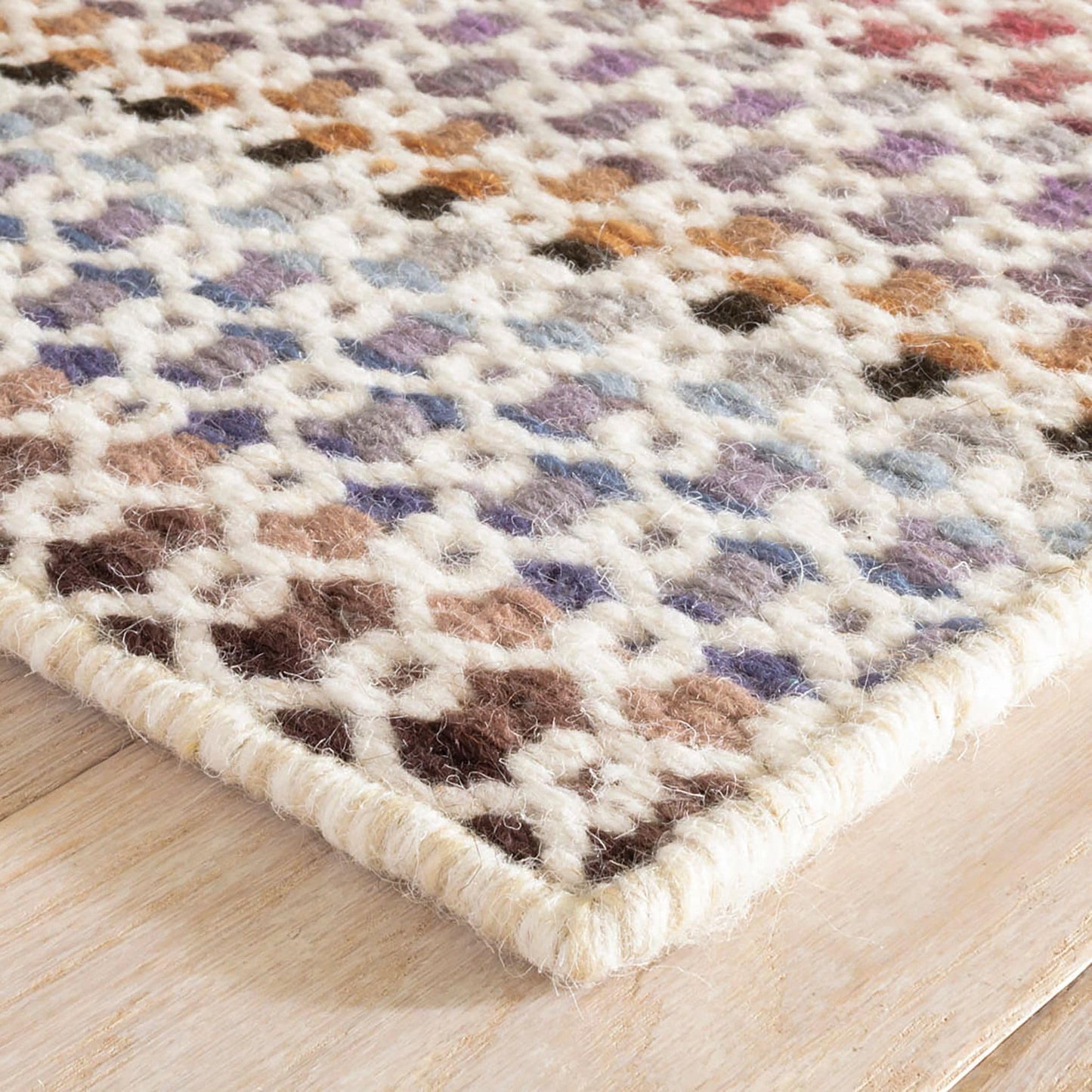 Dash and Albert Poppy Wool Area Rug - 2' x 3' Multicolor Geometric Handwoven Accent Rug - Durable, Low Pile, Dining Room, Living Room, Bedroom - Premium Luxury Hotel Quality Soft Breathable