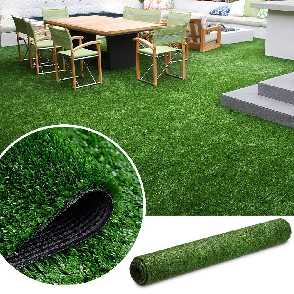 Petgrow Artificial Grass Turf Lawn 6FTX10FT,Economy Indoor Outdoor Synthetic Grass Mat 0.4inch Pile Height, Backyard Patio Garden Balcony Rug, Rubber Backing/Drainage Holes,Customized Sizes