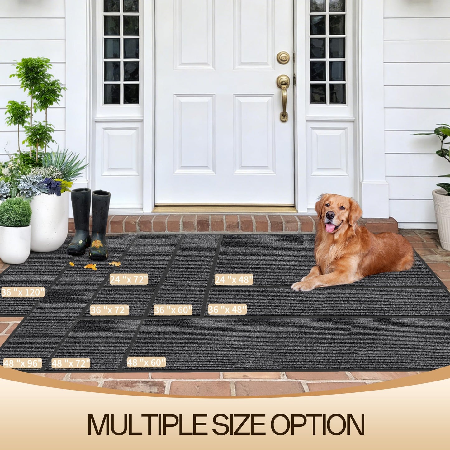 Amyracel Front Door Mat Indoor Outdoor Entrance, 48"x 96" All-Season Waterproof Doormat for Enterway, Heavy Duty Commercial Floor Mat, Fade Resistant, Rubber Back, Low Profile, Easy Clean