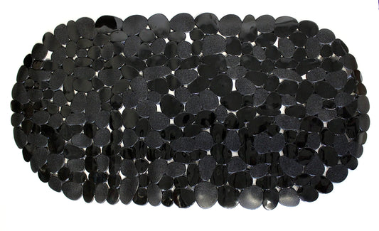 Non-Slip Pebble Bath Mat – 27" x 14" Black Oval Tub Mat with Suction Cups, PVC Shower & Bathtub Safety Mat – Dependable Industries Inc. Essentials