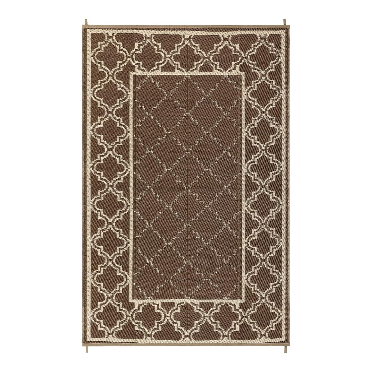 Garvee Reversible Outdoor Rug 9x12, Waterproof Outdoor Plastic Straw Rug with Interlacing Pattern, RV Mat for Picnics, Patio, Camping, Balcony, Deck, Backyard, Porch, Brown
