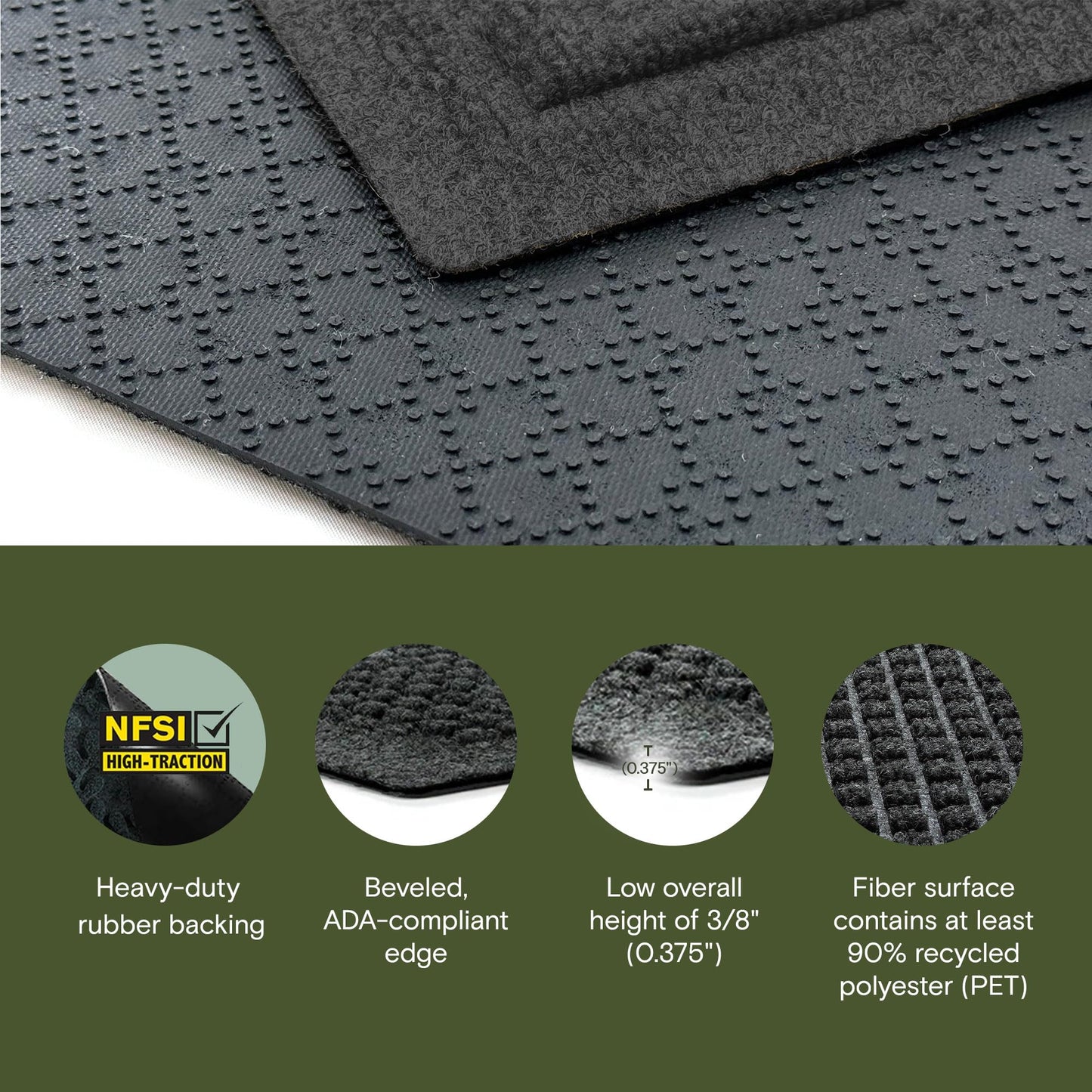 WaterHog Squares Stair Treads Indoor Ourdoor Stairs, Absorbent All-Weather Stair Runner with Rubber Backing, Dirt & Moisture Trapper, Easy Clean Mat, Made in USA, 8.5"x30", 4pcs, Charcoal
