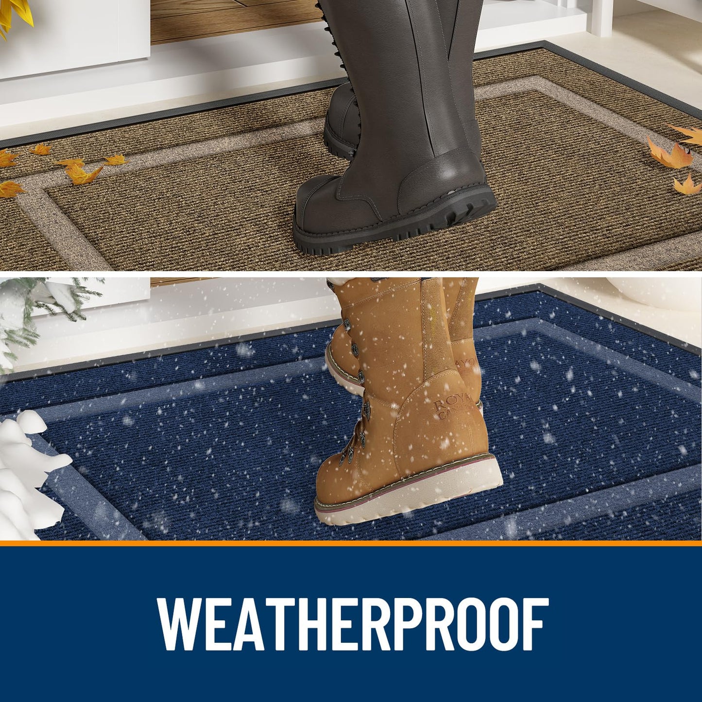 OLANLY Front Door Mat Indoor Outdoor Entrance, Waterproof All-Season, All-Weather Doormat, Sturdy Natural Rubber, Low Profile, Easy Clean Patio Porch Entryway Mat, 35x23, Vermillion Red