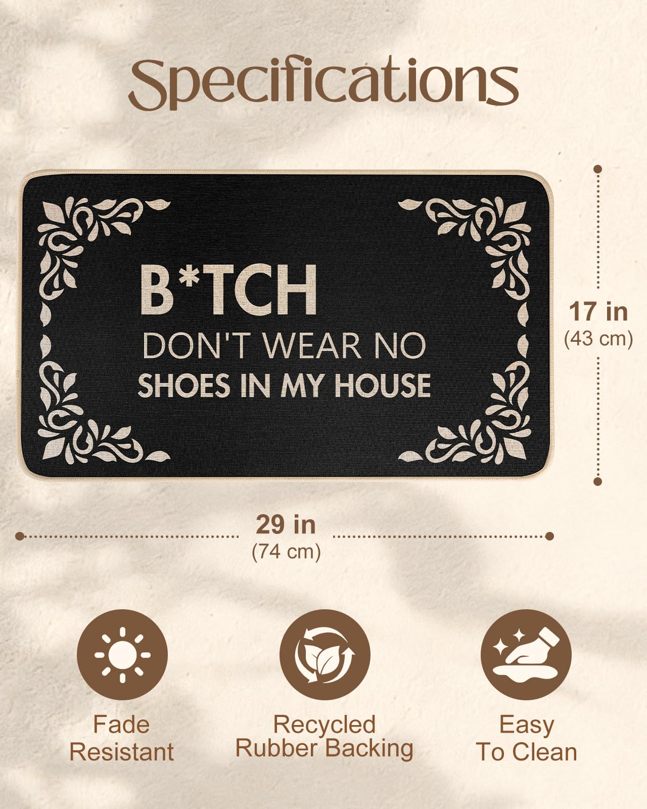 Miss Adola No Shoes Funny Door Mats Outside - Don't Wear No Shoes in My House Design Non Slip Rubber Backing, Indoor Outdoor Cute Front Door Mat, Entryway, Floor, Resist Dirt, 17"x29" Unique Gift
