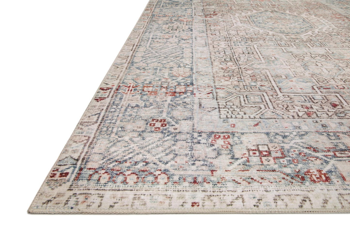 Loloi Chris Loves Julia Jules Collection JUL-07 Natural/Ocean 7'-6'' x 9'-6'', .13" Pile Height, Area Rug