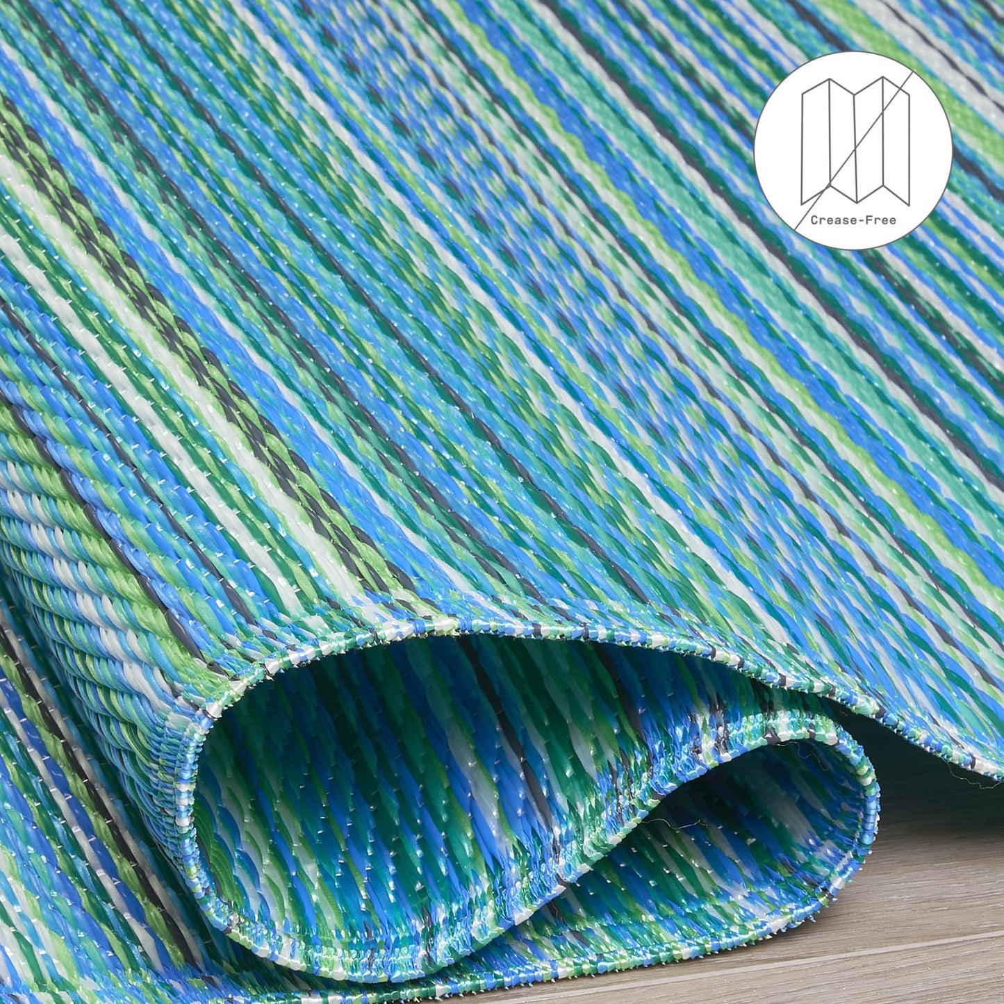 Fab Habitat Outdoor Rug - Waterproof, Fade Resistant, Crease-Free - Premium Recycled Plastic - Striped - Patio, Deck, Porch, Balcony, Laundry Room - Cancun - Turquoise & Moss Green - 4 x 6 ft