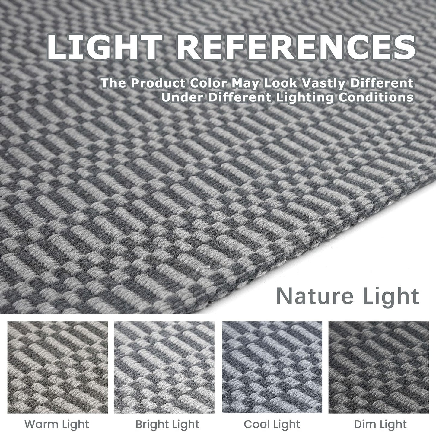 KOZYFLY Washable Area Rug 4x6 Ft Rubber Backed Rugs for Entryway Bedroom Throw Rugs Boho Entry Rug, Cotton Braided Floor Carpet for Dining Room Living Room, Grey/Charcoal Grey