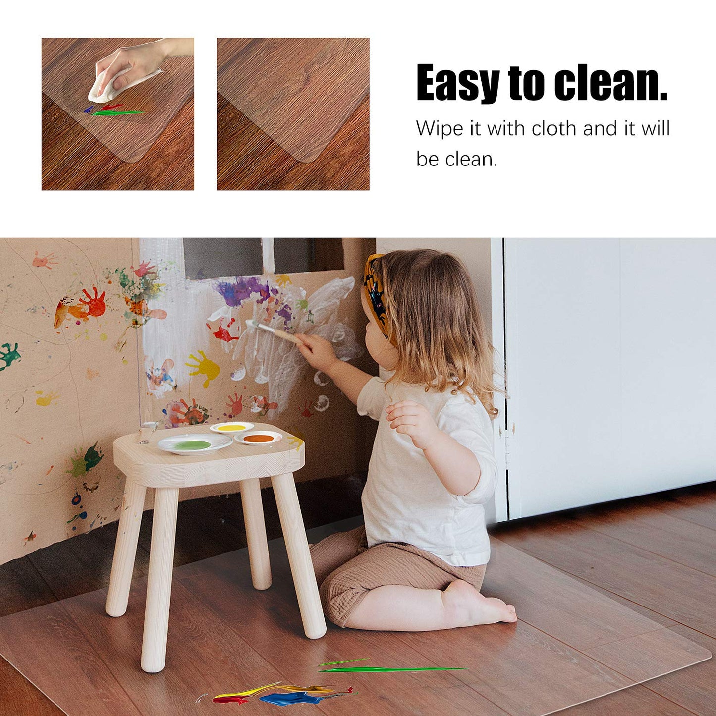 Kuyal Clear Chair Mat, Hard Floor Use, 48" x 32" Transparent Office Home Floor Protector mat Chairmats (48" x 32" Rectangle)