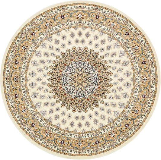 Unique Loom Narenj Collection Classic Traditional Textured Medallion Pattern Design Area Rug, 10' 0" x 10' 0", Ivory/Tan